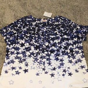 New Quacker Factory women’s Blue Star Print T-Shirt
